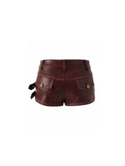 CTRL WORLD Rivet Gear Buckle Faux Leather Shorts
