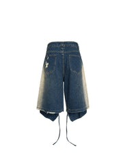 CTRL WORLD Distressed Denim Wide-Legged Cargo Pants