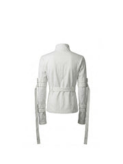 CTRL WORLD White Strapped Zip Jacket