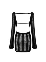 CTRL WORLD Black Hollow Out Strappy Knit Top