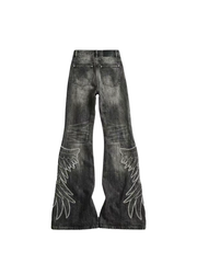 CTRL WORLD Angel Wing Graphic Flare Jeans