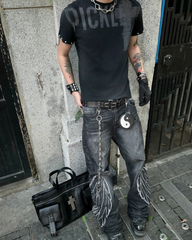 CTRL WORLD Gothic-T-Shirt mit Grafik und Nieten