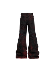 CTRL WORLD "Bloodwing Abyss" Bat Wing Flared Jeans