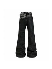 CTRL WORLD Eclipse Double-Waist Star PU Leather Pants