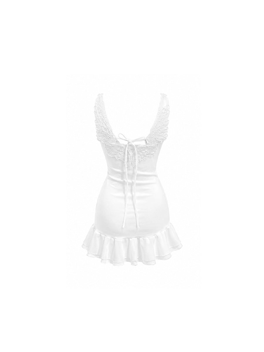 CTRL WORLD Angel Wing Lace Ruffle Cami Dress