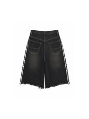 CTRL WORLD Black Wasteland Patch Denim Shorts