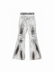 CTRL WORLD Artistic Spray Paint Distressed Flare Jeans