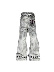 CTRL WORLD Distressed Graphic Flare Jeans
