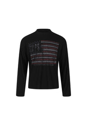 CTRL WORLD Midnight Flag Graphic Ribbed Long Sleeve Shirt