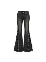 CTRL WORLD Torn Flare High-Waist Distressed Jeans