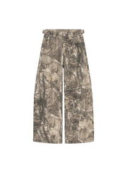 CTRL WORLD Distressed Camouflage Print High-Waisted Pants