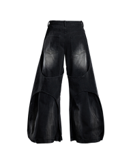Panelled Distressed Flared Denim Pants