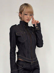 CTRL WORLD Gothic 13oz Stretch Denim Cropped Jacket