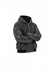 CTRL WORLD Heavyweight Washed Deconstructed Zip-Up Hoodie Jacket
