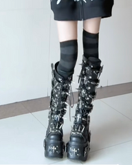 Studded Platform Knee-High Boots