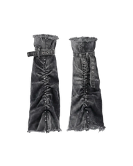 Distressed Studded Denim Leg Warmers