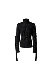 CTRL WORLD White Strapped Zip Jacket