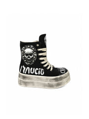CTRL WORLD Skull Badge Graffiti Platform Boots