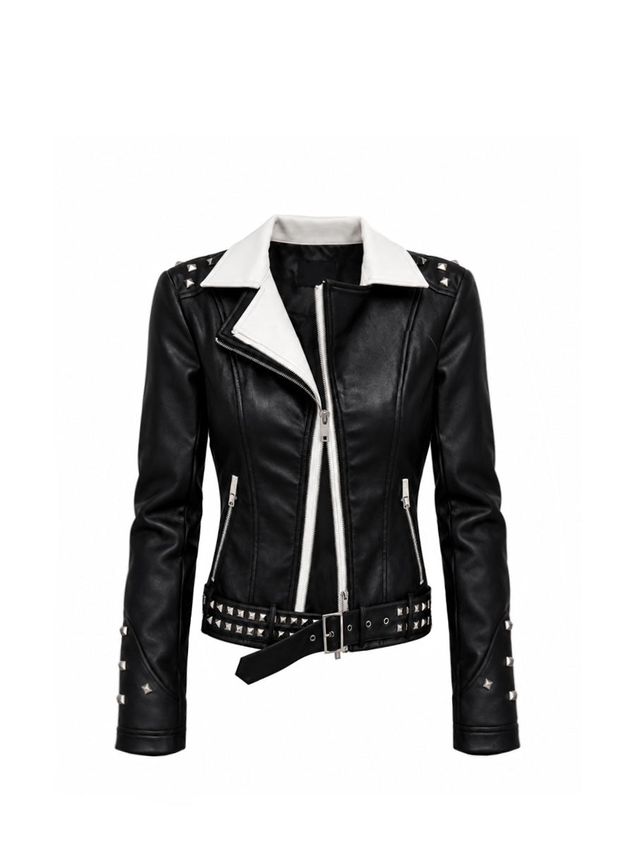 CTRL WORLD Shadow Rebel Studded Leather Biker Jacket