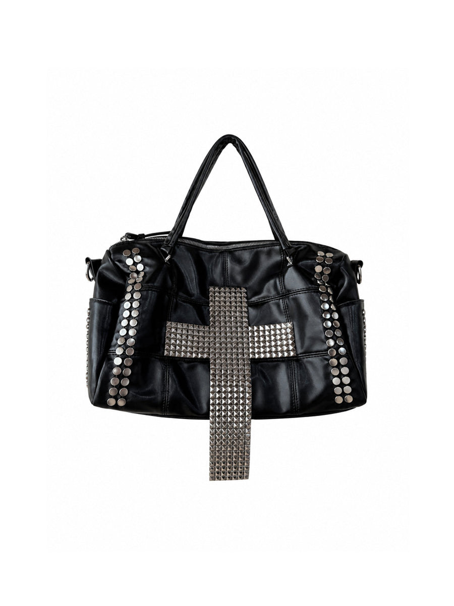 CTRL WORLD Giant Cross Studded Boston Bag