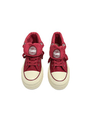 CTRL WORLD Black Titan Tongue Platform Canvas Sneakers