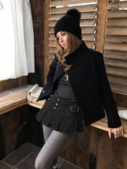 CTRL WORLD Shadow Cadet Wool Pleated Mini Skirt