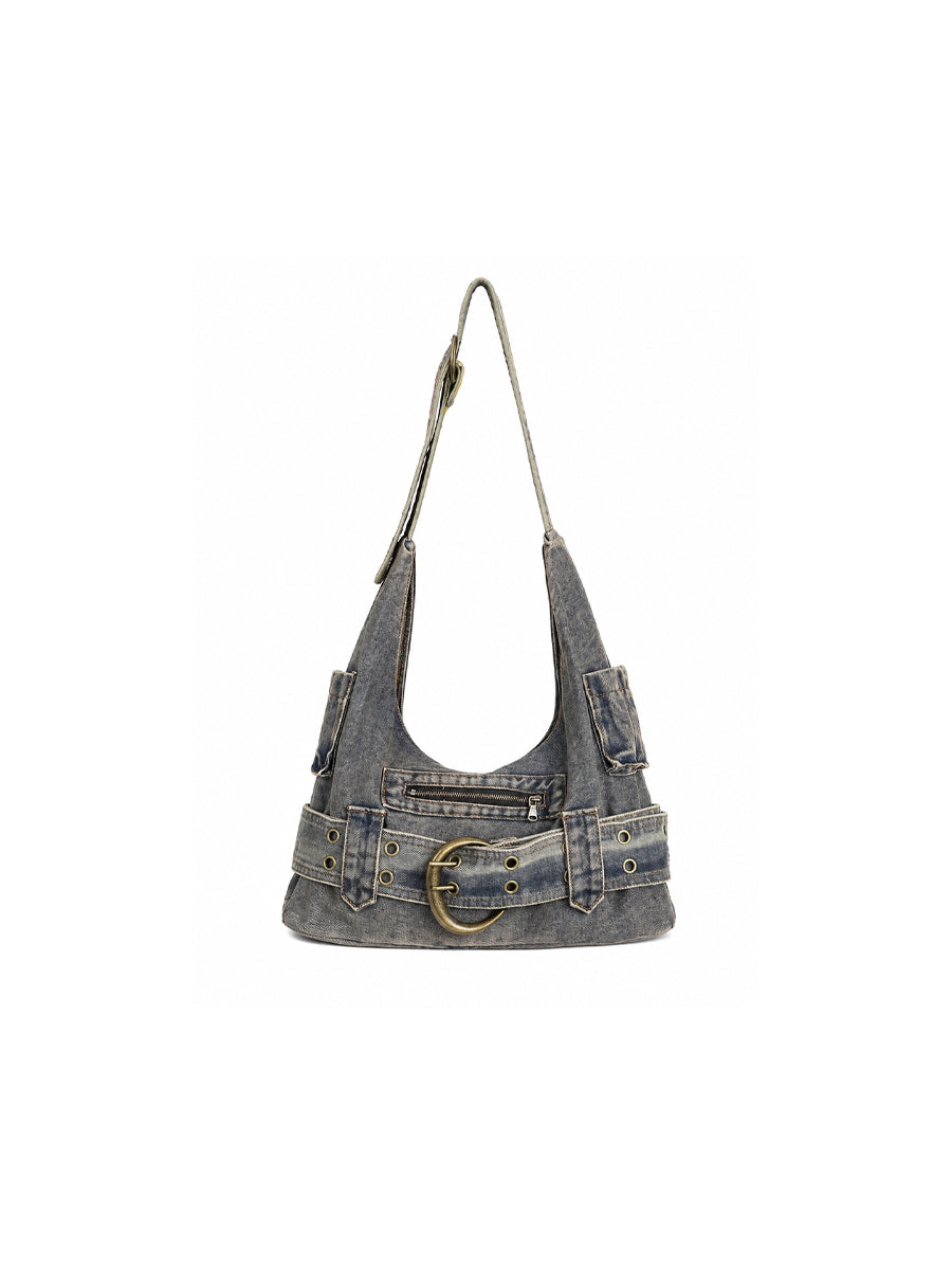CTRL WORLD Buckle Rider Denim Shoulder Bag