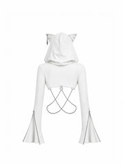 CTRL WORLD Phantom Cat-Ear Chain Gothic Hooded Bolero Top