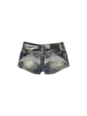CTRL WORLD Abyss Bat Wing Studded Denim Shorts