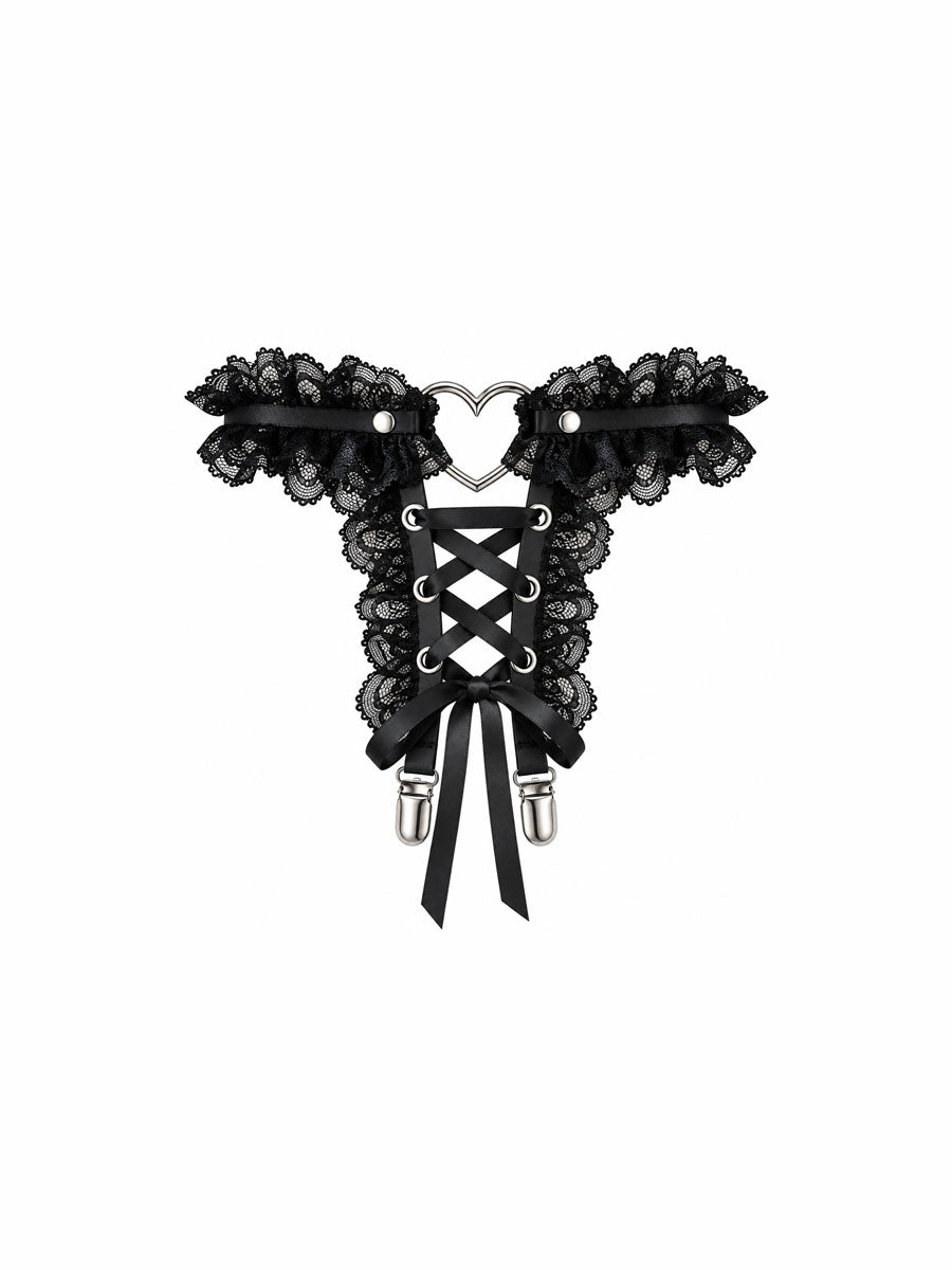 CTRL WORLD Gothic Lace Heart Garter Leg Harness Accessory