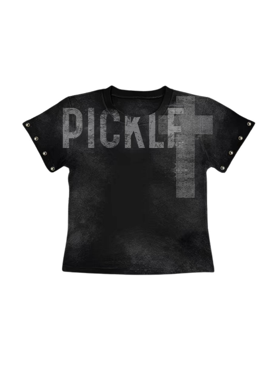 CTRL WORLD Gothic Graphic Rivet Baby Tee