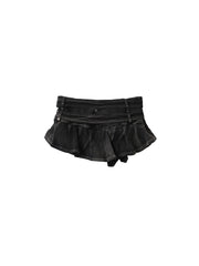 CTRL WORLD Shadow Layered Ruffle Denim Mini Skort
