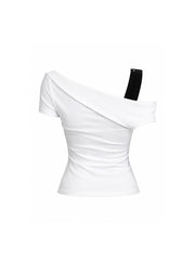 CTRL WORLD Glitch Cross Asymmetric Off-Shoulder Top