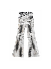 CTRL WORLD Artistic Spray Paint Distressed Flare Jeans