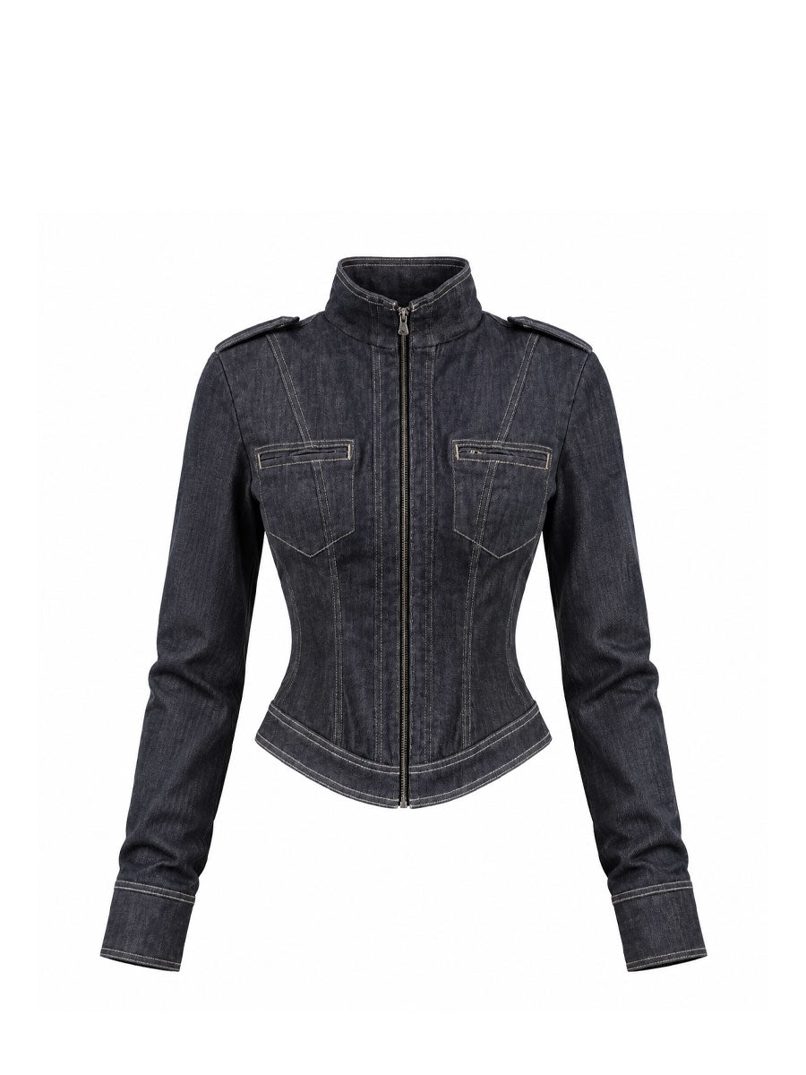 CTRL WORLD Gothic 13oz Stretch Denim Cropped Jacket