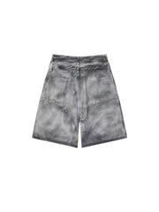 CTRL WORLD Shadow Flame Washed Cargo Denim Shorts