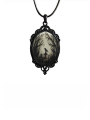 CTRL WORLD Gothic Skull & Raven Pendant Necklace