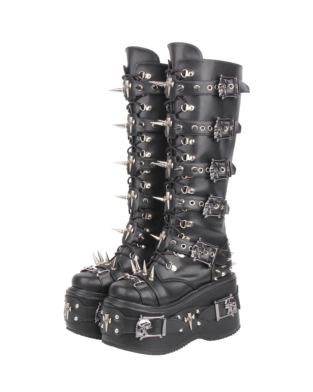 Studded Platform Knee-High Boots