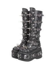 Studded Platform Knee-High Boots