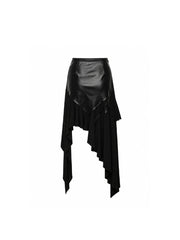 CTRL WORLD Shadow Drape Leather Asymmetric Skirt