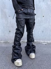 CTRL WORLD Cyber Phantom Leather Flare Pants