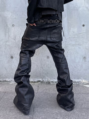 CTRL WORLD Cyber Phantom Leather Flare Pants