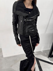CTRL WORLD Shadow Rift Asymmetric Leather Jacket