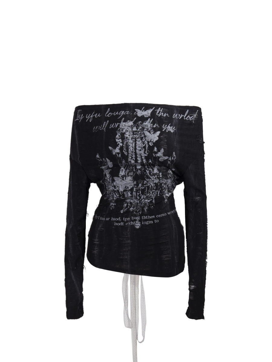 CTRL WORLD Gothic Lace-Up Off-Shoulder Punk Top