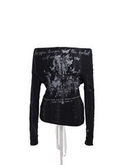 CTRL WORLD Gothic Lace-Up Off-Shoulder Punk Top