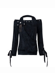 CTRL WORLD Gothic Asymmetric Draped Long Sleeve Top