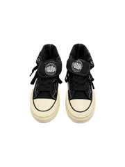CTRL WORLD Black Titan Tongue Platform Canvas Sneakers