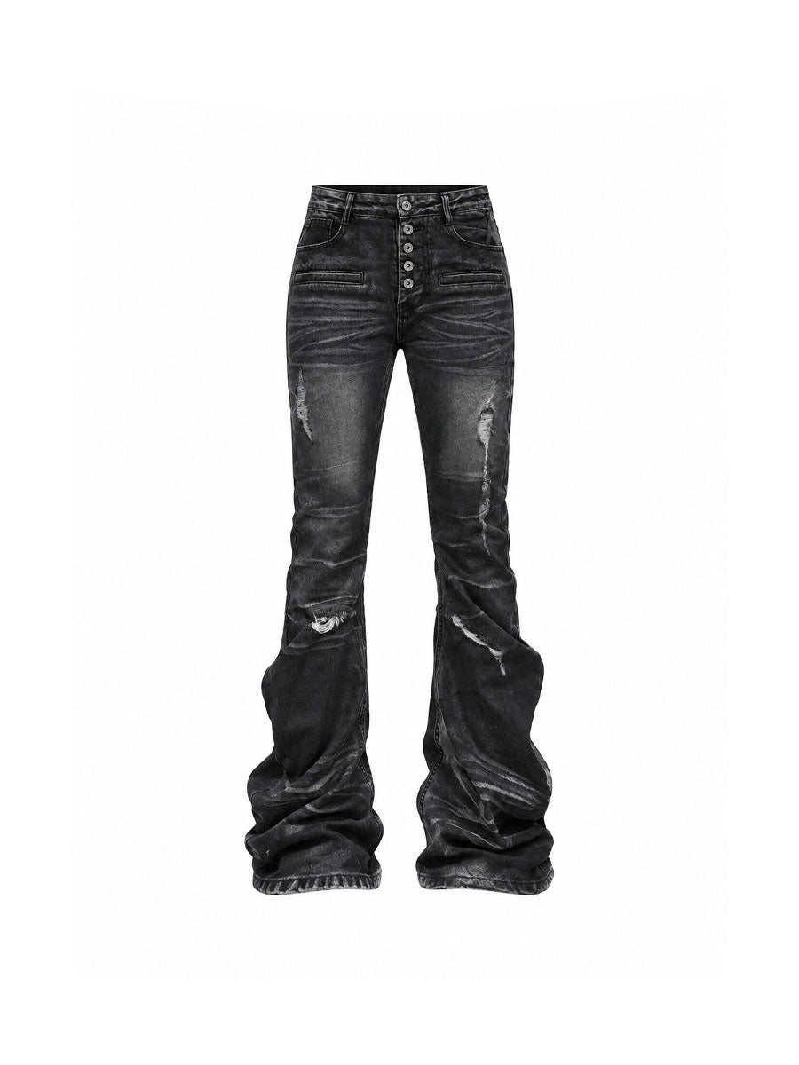 CTRL WORLD Phantom Stack Distressed Flare Jeans