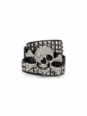 CTRL WORLD Crystal Skull Studded Punk Leather Belt