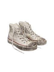 CTRL WORLD Distressed High-Top Canvas Sneakers